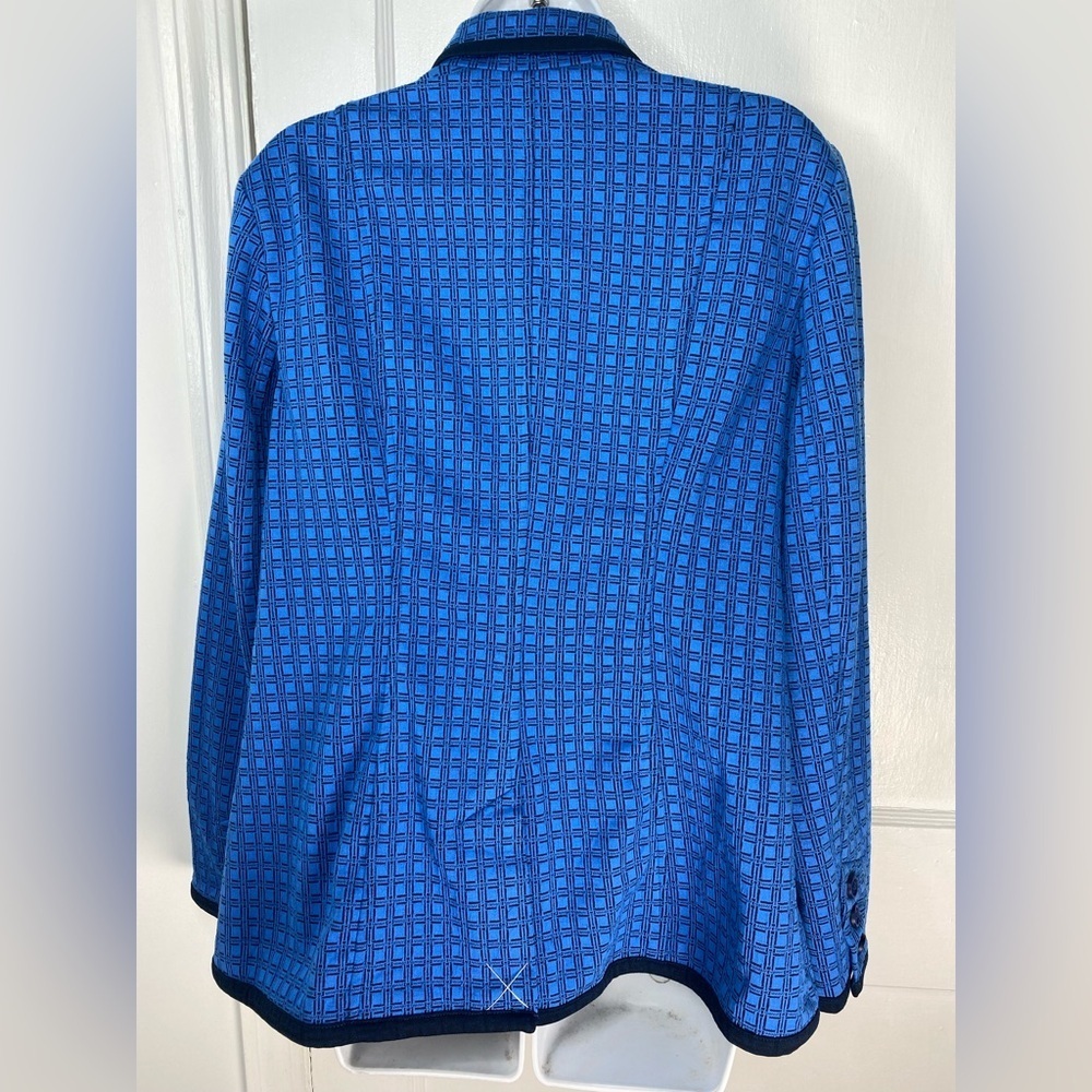 CAbi NWOT 6027 Scholarship Blue & Black Check Geometric Jacket Blazer - Picture 5 of 7